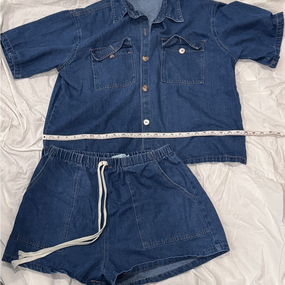 BronzeSnake Denim Shirt & Shorts Set | Size US XL